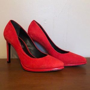 Red Suede Pumps